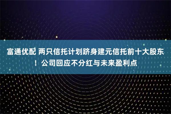 富通优配 两只信托计划跻身建元信托前十大股东！公司回应不分红与未来盈利点
